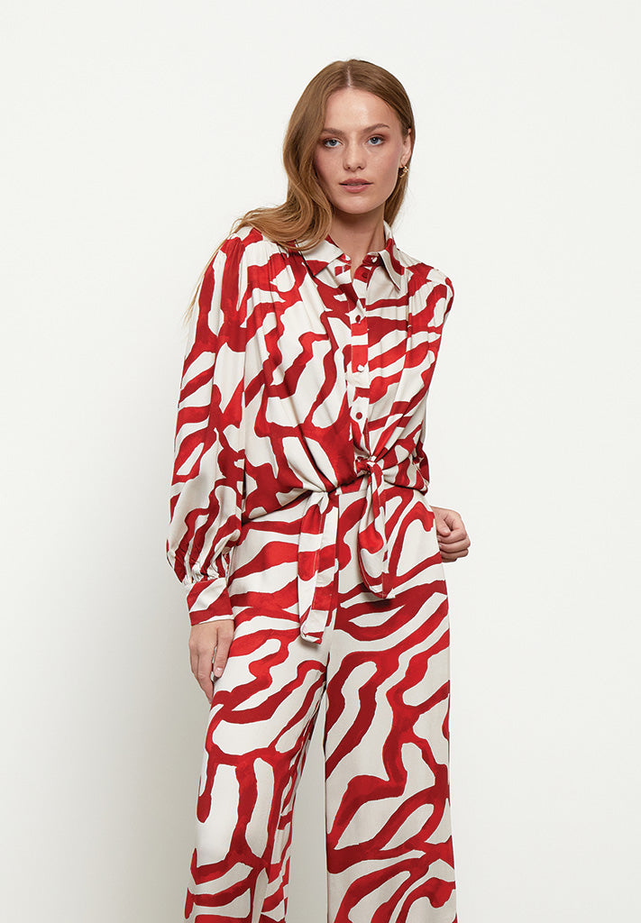 Minus MSJassie Tie Shirt Shirt 6990P Barn Red Print
