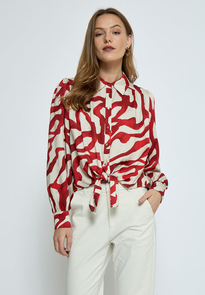 Minus MSJassie Tie Shirt Shirt 6990P Barn Red Print