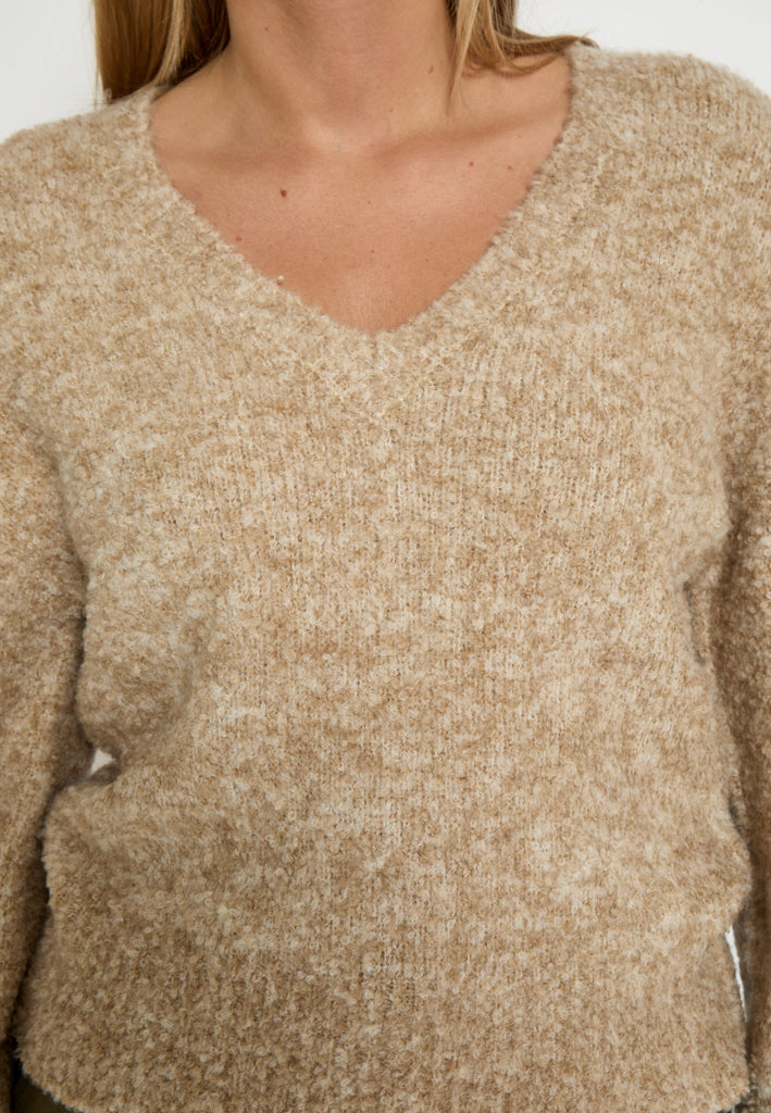 Minus MSJennie V-Neck GRS Knit Pullover Pullover 0312M Tan Melange