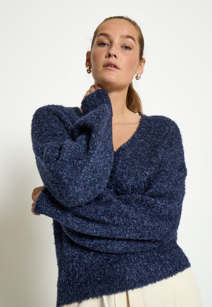 Minus MSJennie V-Neck GRS Knit Pullover Pullover 2994 SKY CAPTAIN