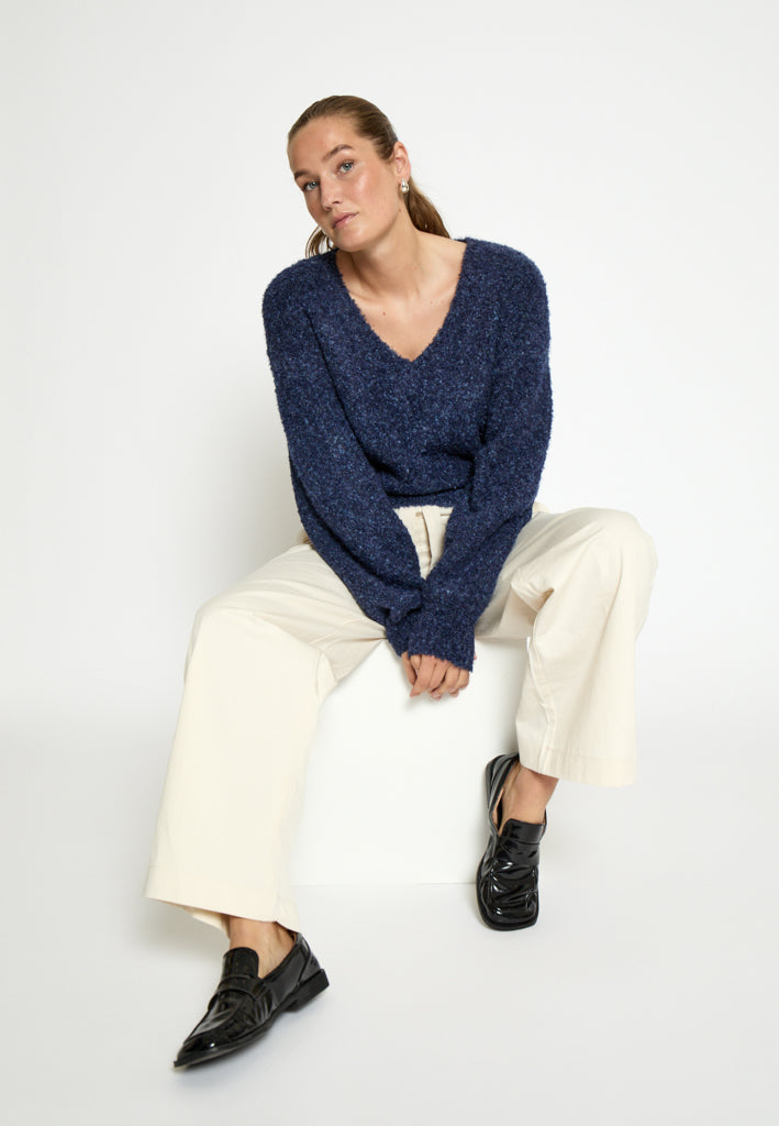 Minus MSJennie V-Neck GRS Knit Pullover Pullover 2994 SKY CAPTAIN