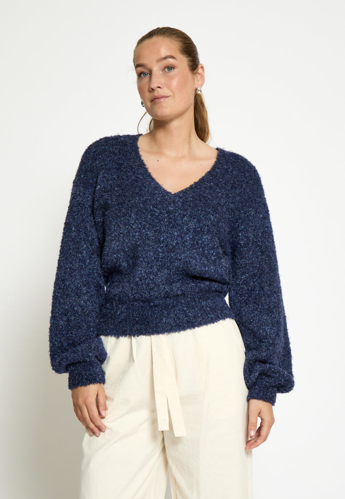 Minus MSJennie V-Neck GRS Knit Pullover Pullover 2994 SKY CAPTAIN
