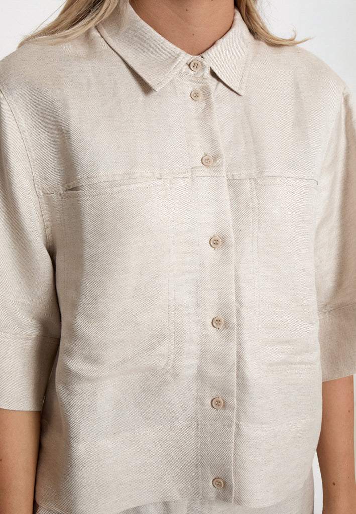 Minus MSJuno Cropped Linen Shirt Shirt 353M Nomad Sand Melange