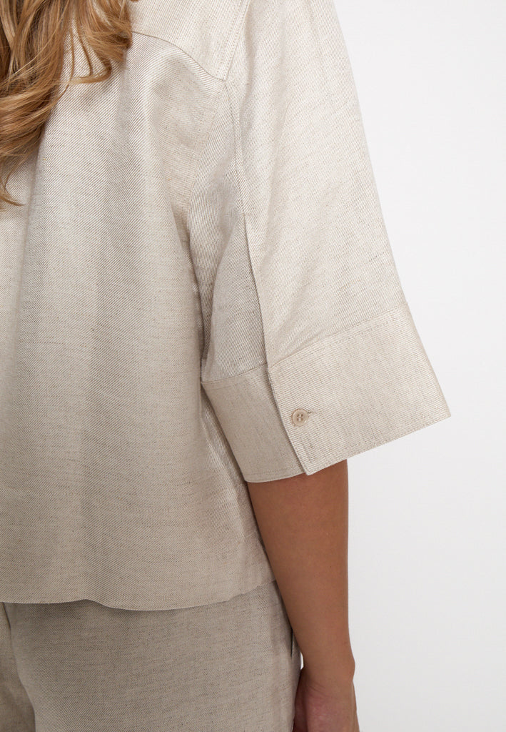 Minus MSJuno Cropped Linen Shirt Shirt 353M Nomad Sand Melange