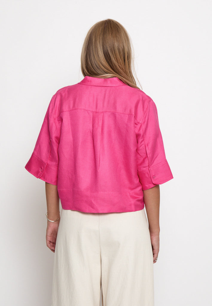 Minus MSJuno Cropped Linen Shirt Shirt 4021 Fandango Pink