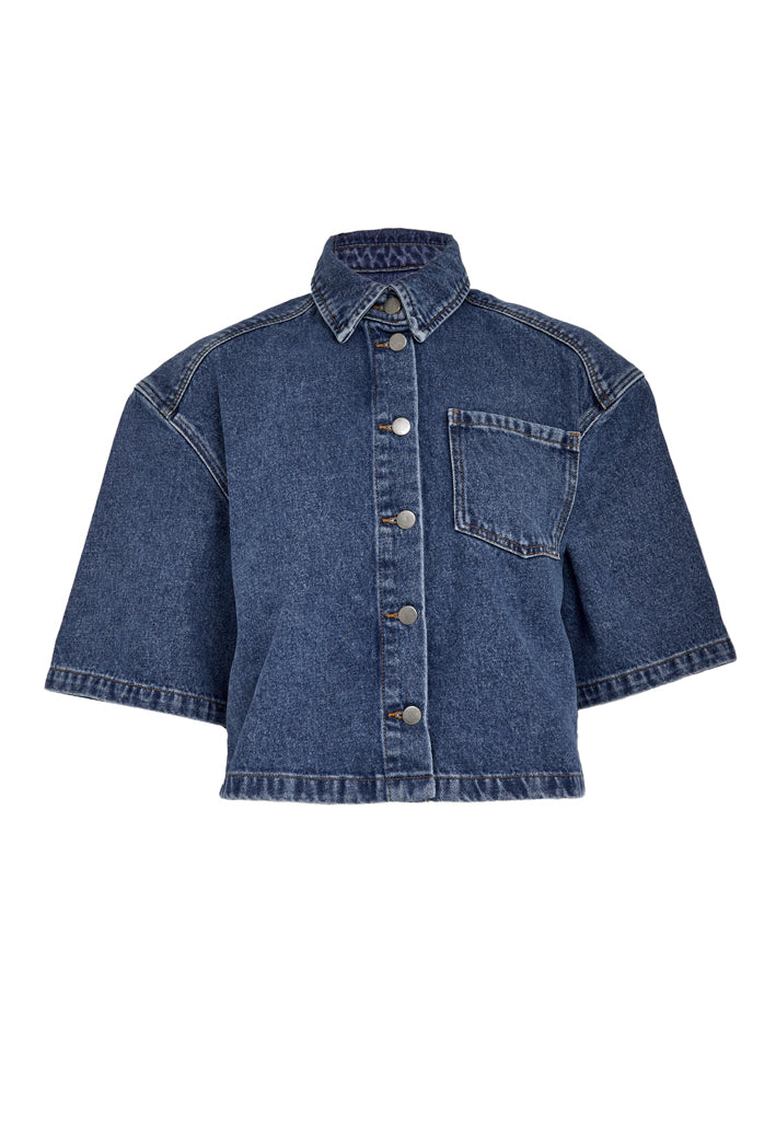 Minus MSKaddi Cropped Shirt Shirt 9610 Mid Blue Denim