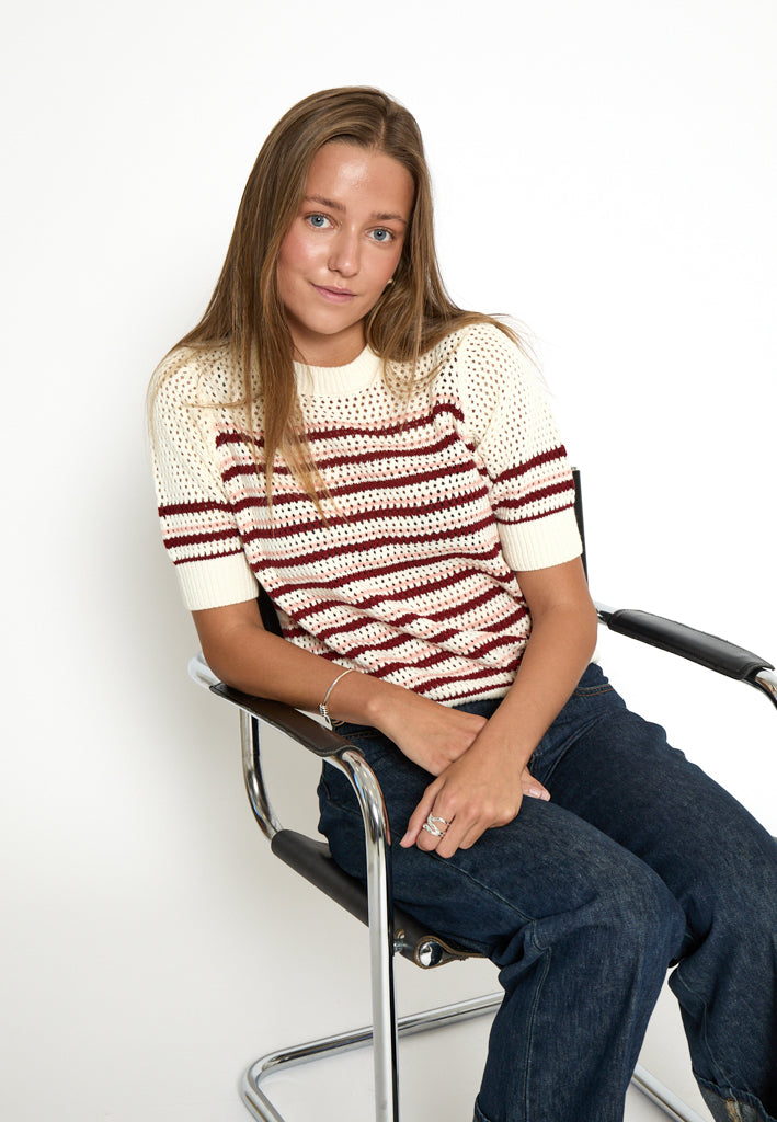 Minus MSKenzana Knit T-Shirt T-Shirt 240S Cloud Dancer/Pink Shell Stripe
