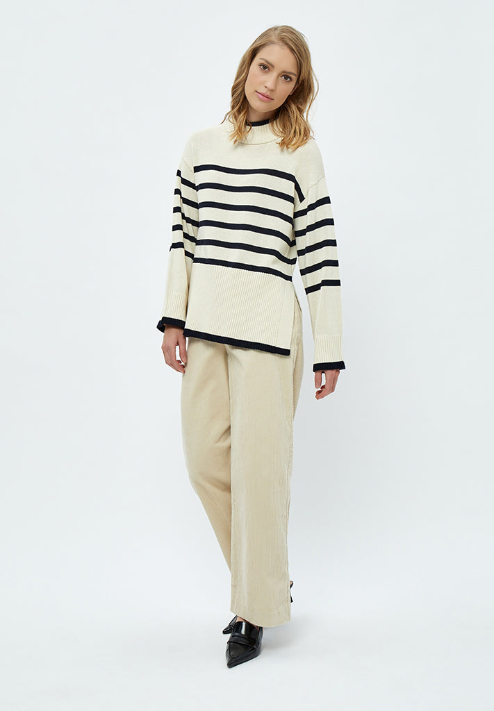 Minus MSLeonie Turtleneck Pullover 0011S Gardenia Stripe