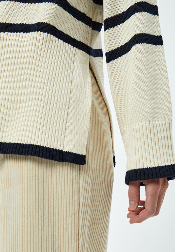 Minus MSLeonie Turtleneck Pullover 0011S Gardenia Stripe