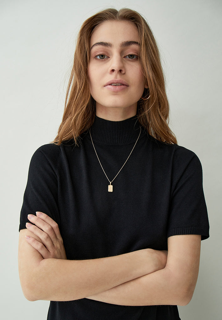 Minus MSLima Roll Neck Knit T-Shirt 100 Black