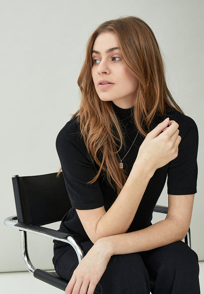 Minus MSLima Roll Neck Knit T-Shirt 100 Black