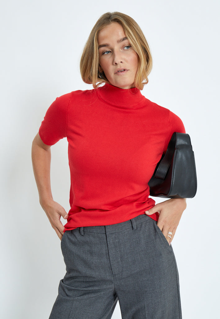 Minus MSLima Roll Neck Knit T-Shirt 4175 Tomato
