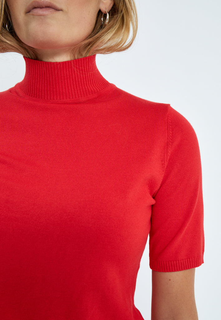 Minus MSLima Roll Neck Knit T-Shirt 4175 Tomato