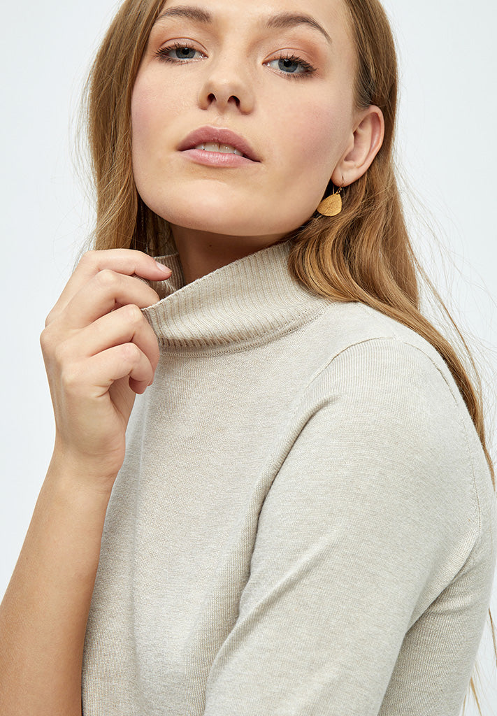 Minus MSLima Roll Neck Knit T-Shirt 9015M Sand Gray Melange