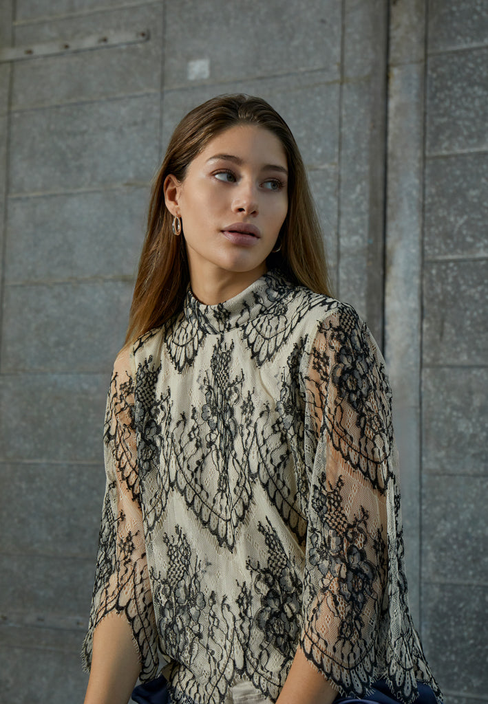 Minus MSLirea Lace Blouse Blouse 9015 Sand Gray