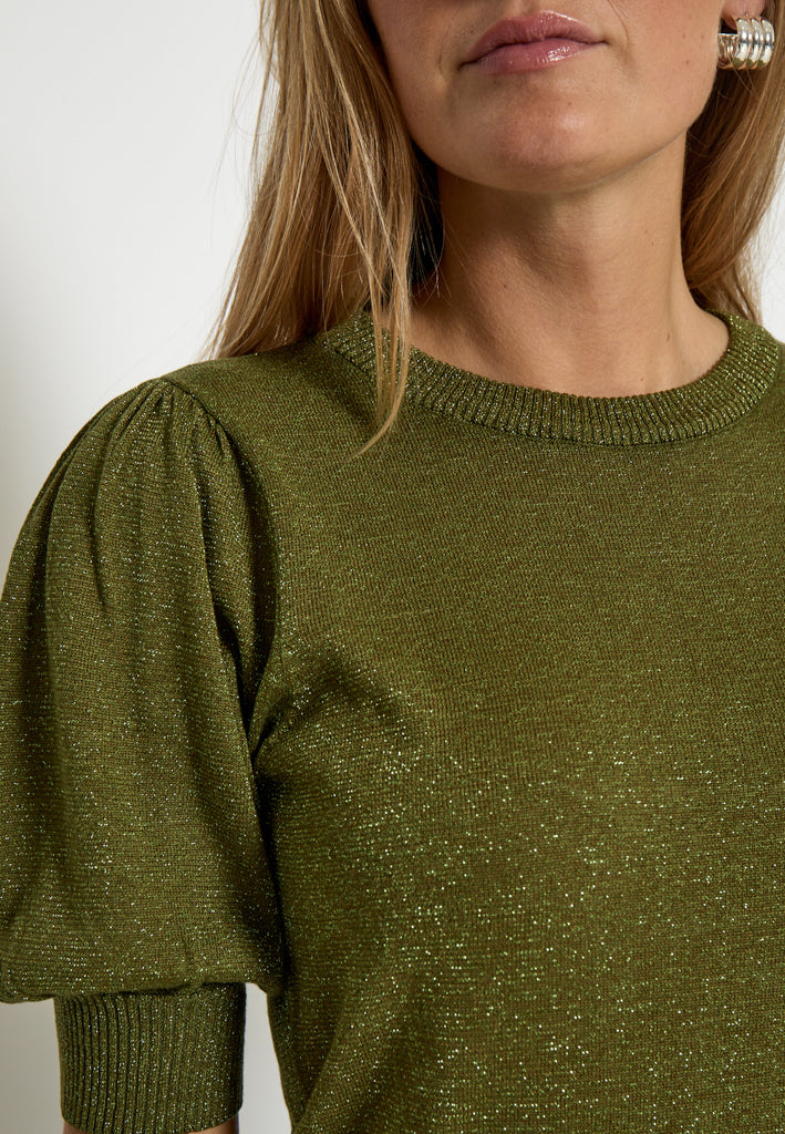 Minus MSLiva Metallic Pullover T-Shirt 3099MET Olive Green Met.