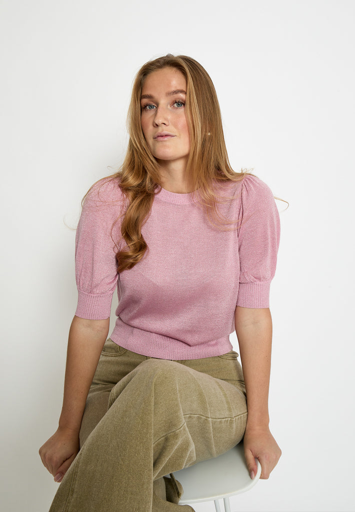 Minus MSLiva Metallic Pullover T-Shirt 4019MET Prism Pink Metal.