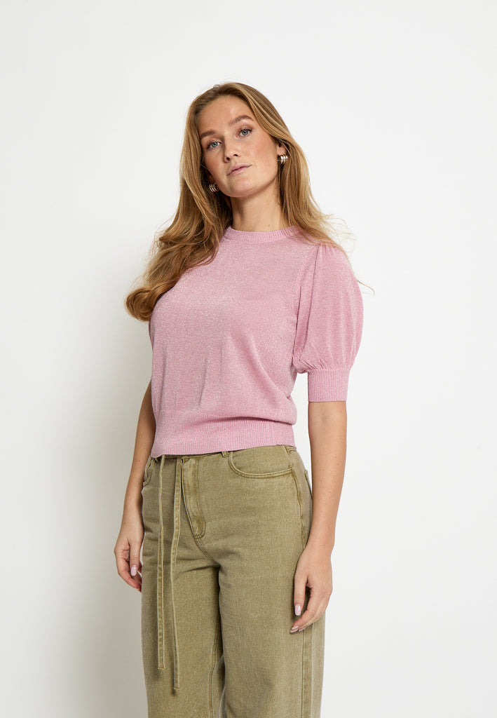 Minus MSLiva Metallic Pullover T-Shirt 4019MET Prism Pink Metal.