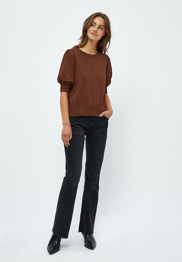 Minus MSLiva Metallic Pullover T-Shirt 5049MET Dark Cinnamon Brown Metallic