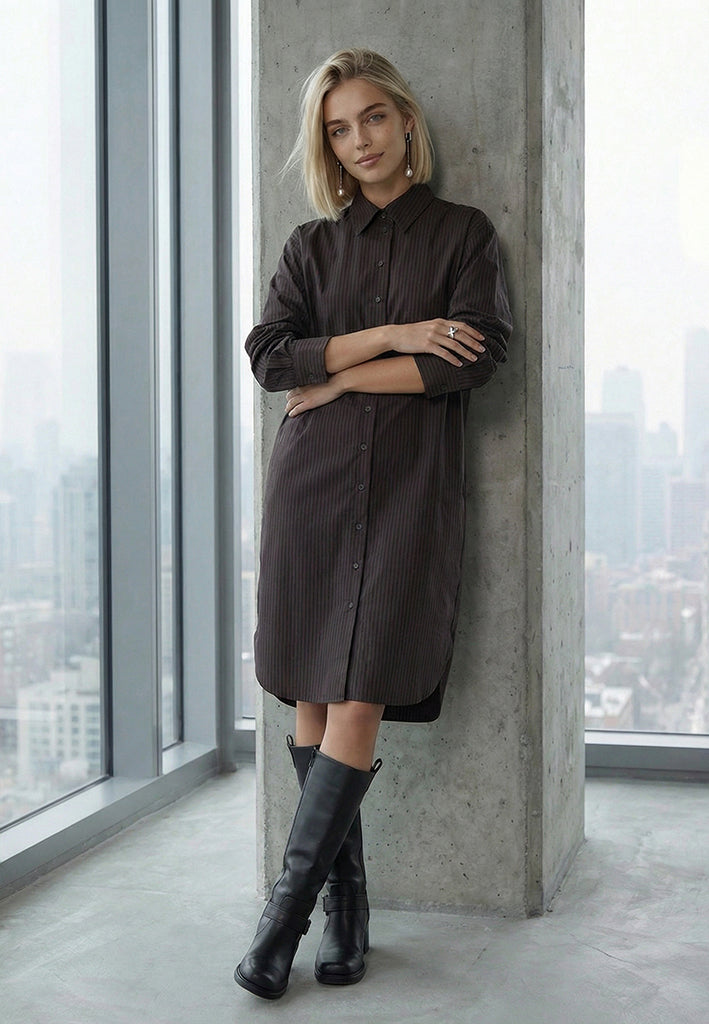 Minus MSLucy Short Dress Dress 5618S Bracken Brown Stripe