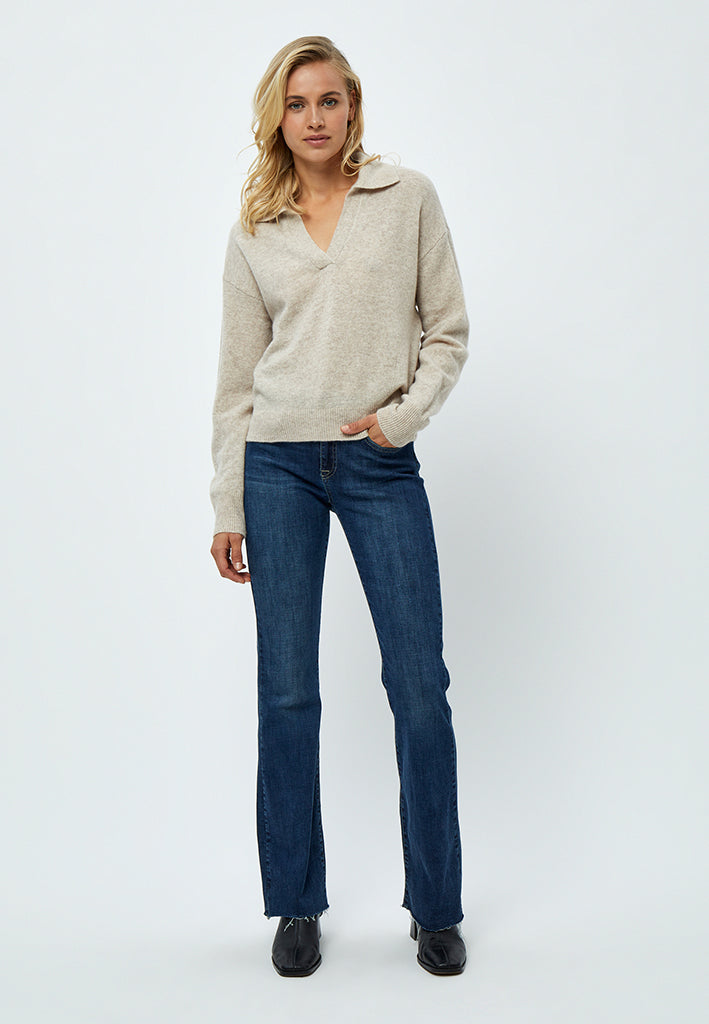 Minus MSMajsa Knit Polo Pullover Pullover 9015M Sand Gray Melange