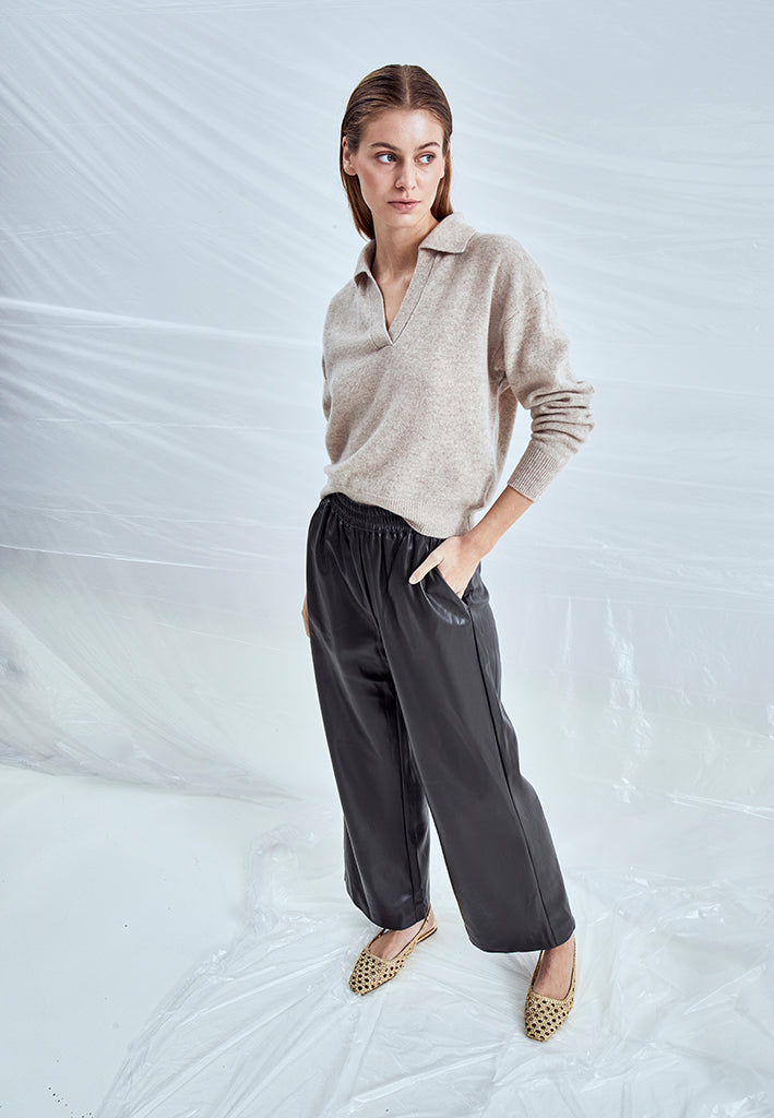 Minus MSMajsa Knit Polo Pullover Pullover 9015M Sand Gray Melange