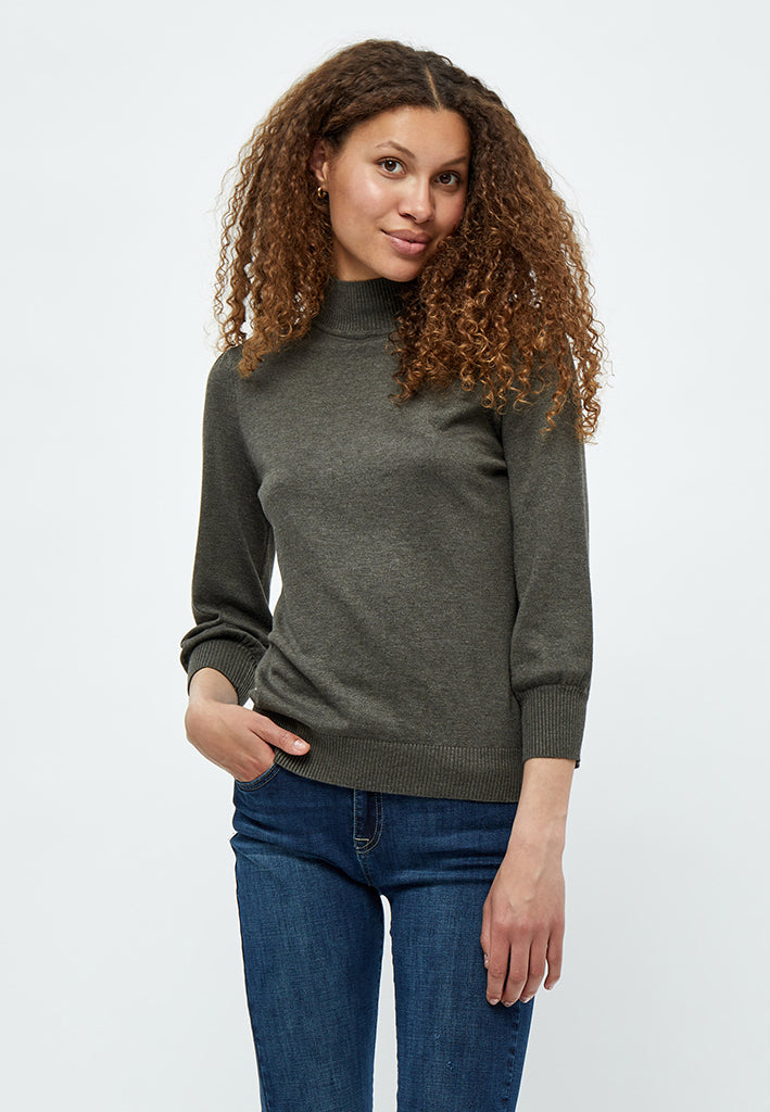 Minus MSMersin Roll Neck Knit Pullover 3655M Beluga Green Melange