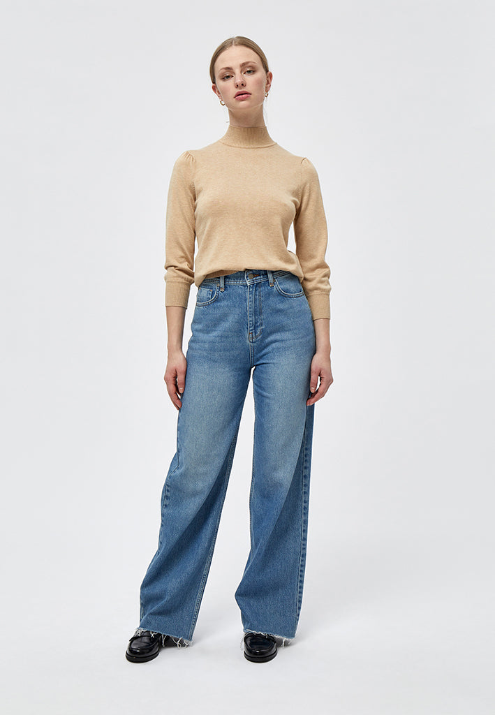 Minus MSMersin Roll Neck Knit Pullover 730M Warm Sand Melange