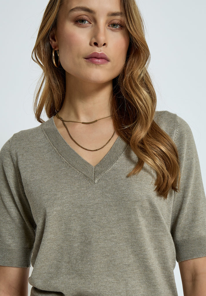 Minus MSMilla Knit T-Shirt T-Shirt 399 Wood Smoke Melange