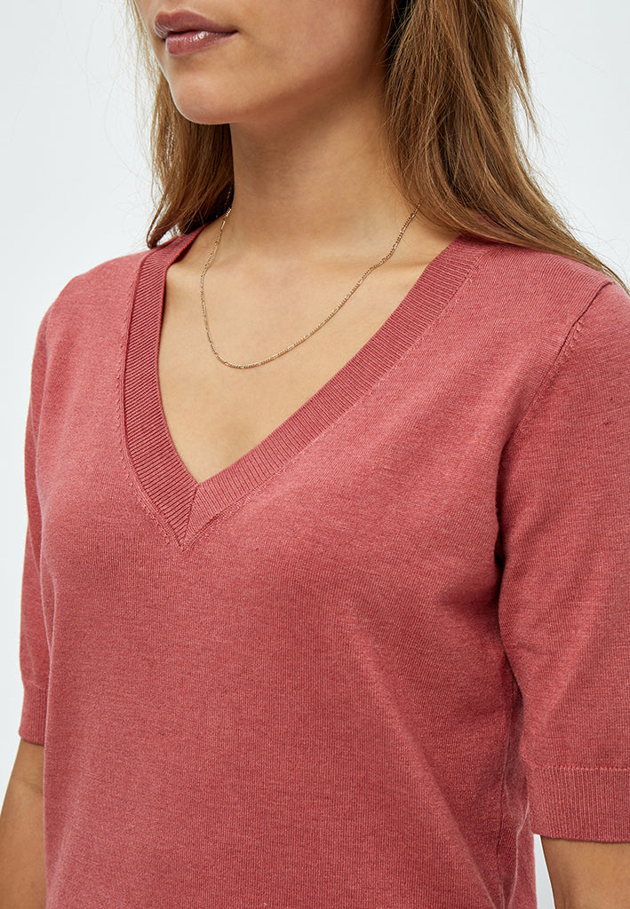 Minus MSMilla Knit T-Shirt T-Shirt 4201M Dusty Cedar Red Melange
