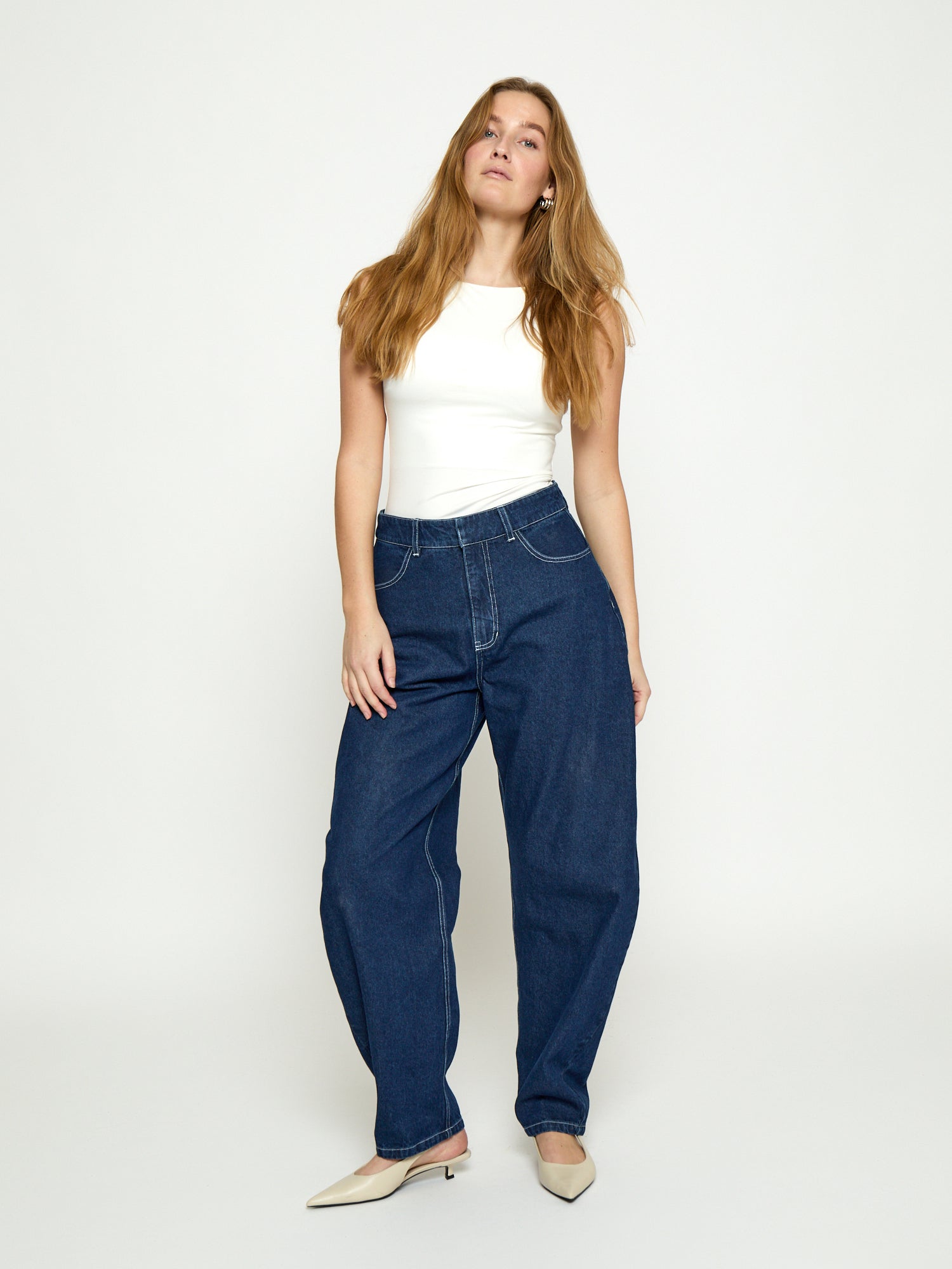 Minus MSMinea High Waist Jeans Jeans 537 Dark Denim Blue
