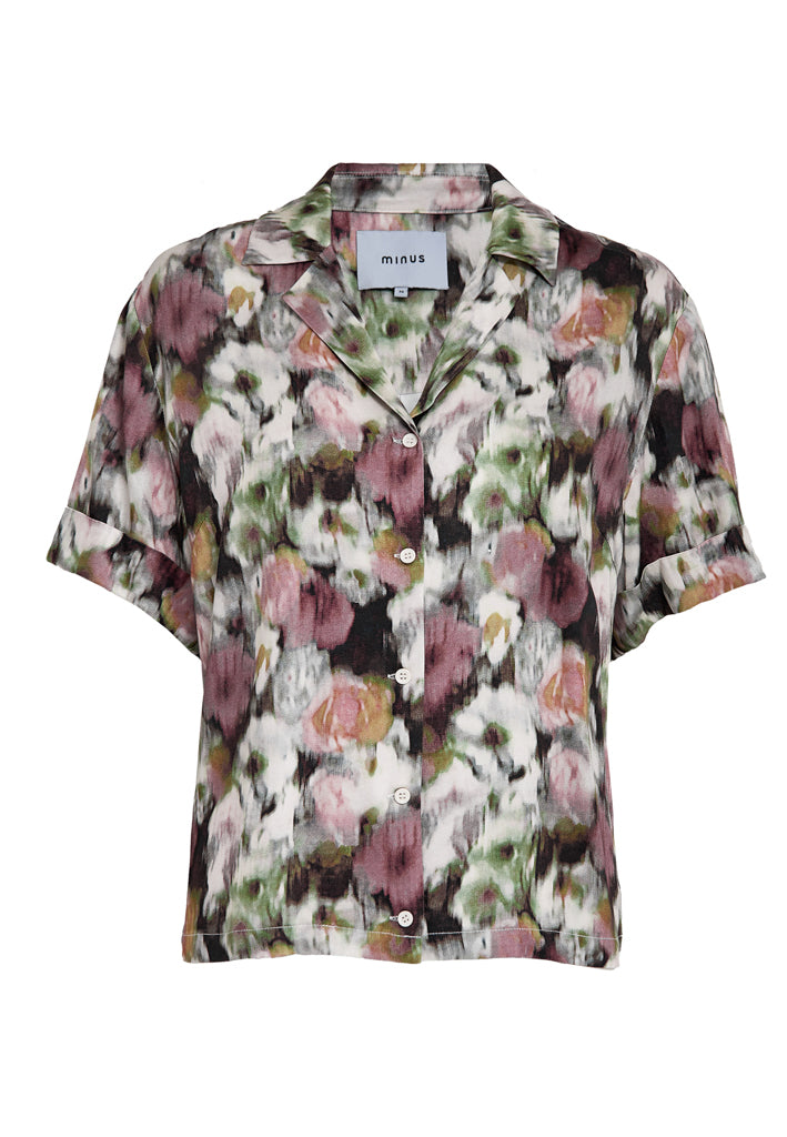 Minus MSNadia V- Neck Shirt Shirt 4009P Andorra Red Print