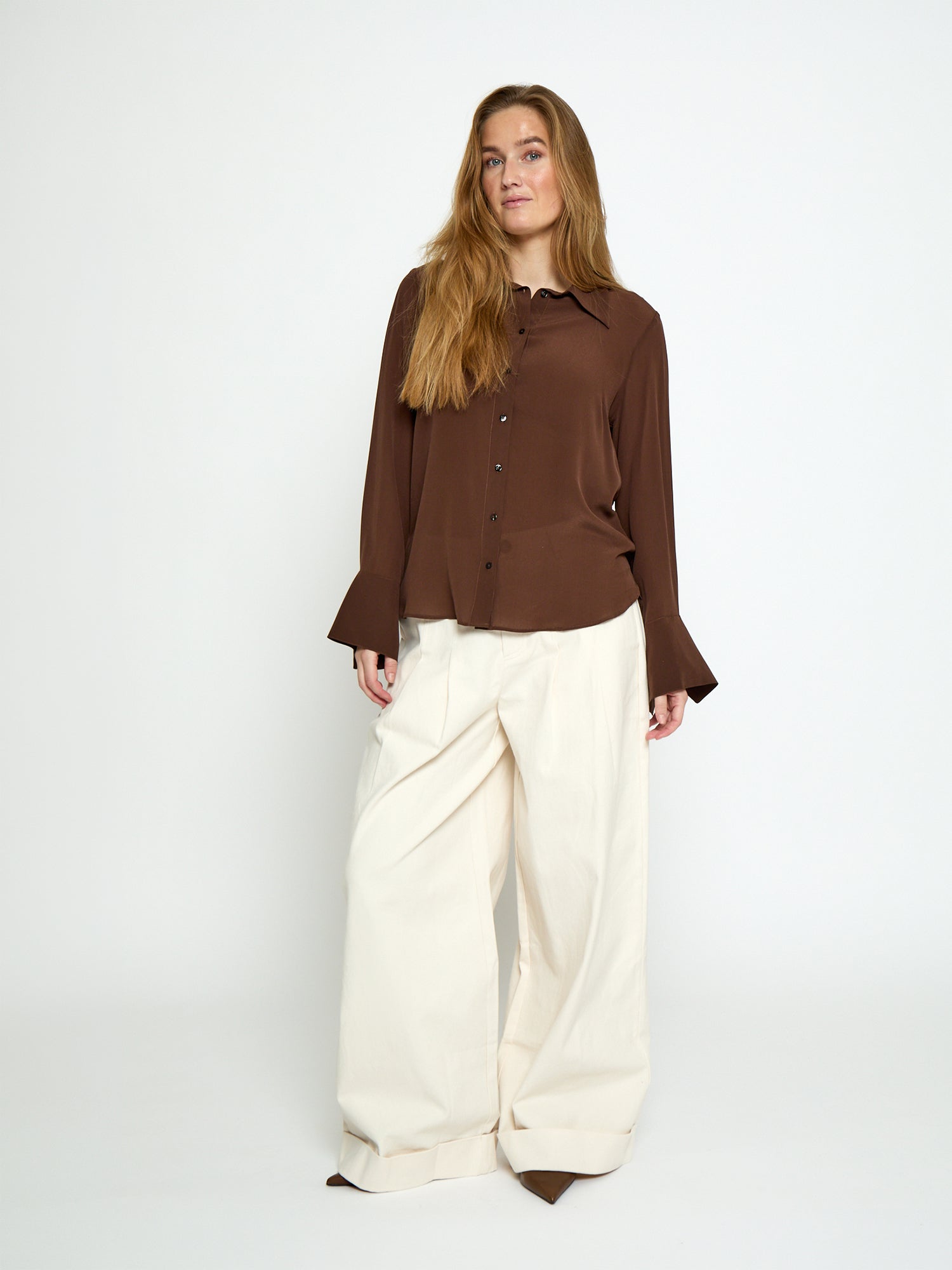 Minus MSNew Caty Silk Shirt Shirt 5065 Chestnut