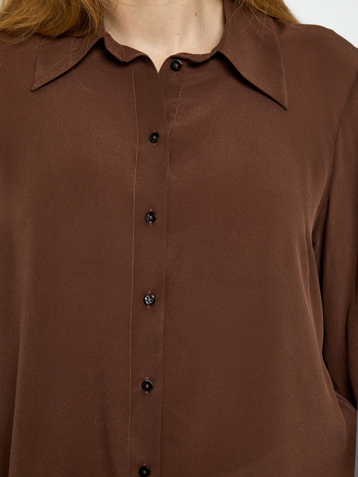 Minus MSNew Caty Silk Shirt Shirt 5065 Chestnut