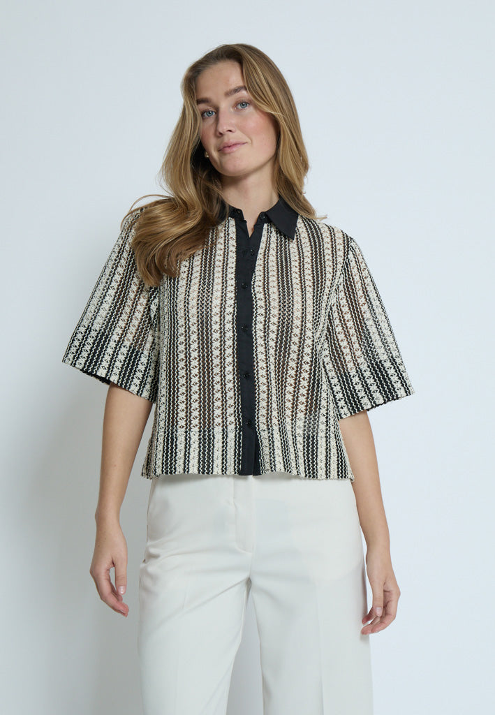 Minus MSNila Shirt Shirt 100S Black Striped