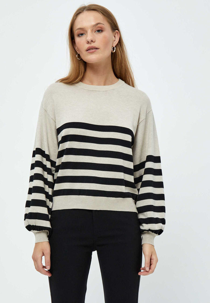 Minus MSPerla Knit Pullover Pullover 9015S Sand Gray Stripe