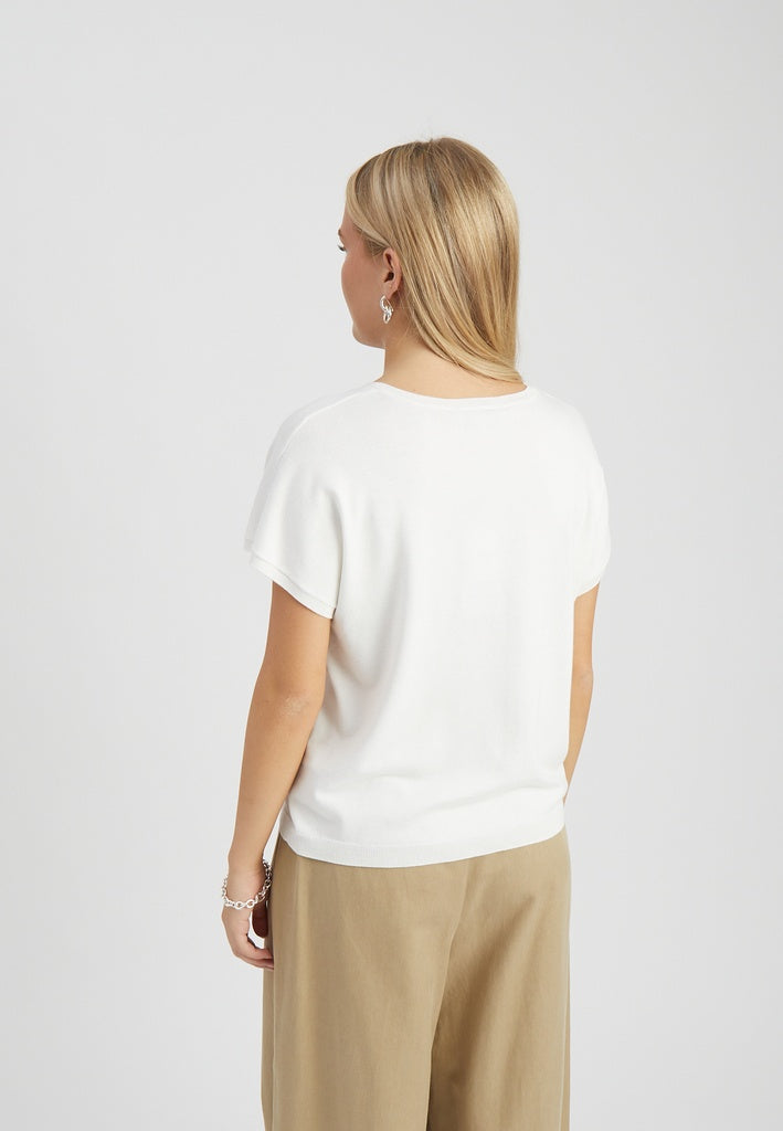 Minus Peyton Batsleeve Knit T-Shirt Pullover - Gebrochenes weiß