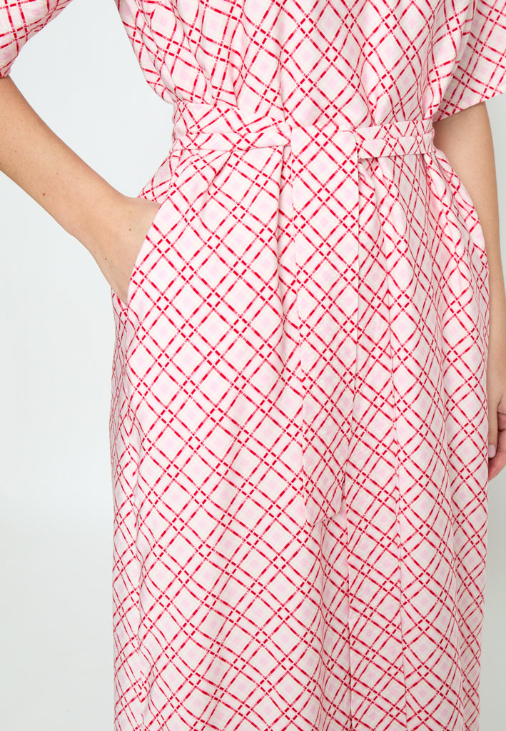 Minus MSSelvine v- Neck Dress Dress 4019P Prism Pink Print