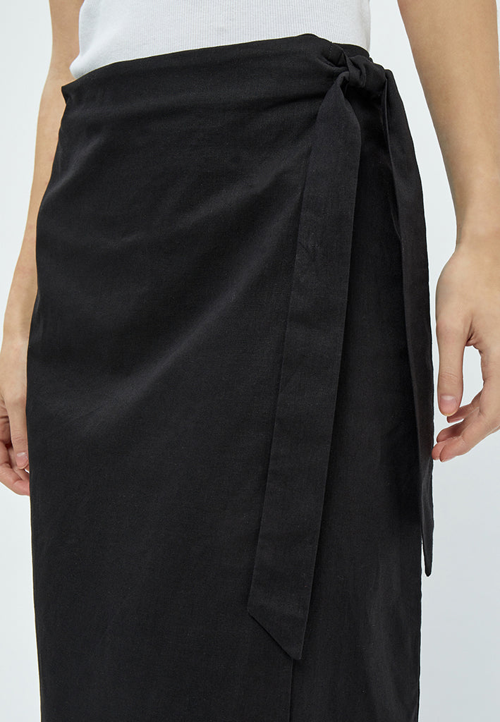 Minus MSShelba Linen Wrap Skirt Skirt 100 Black