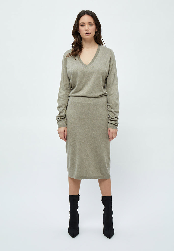 Minus MSVilena Knit Dress Dress 399 Wood Smoke Melange