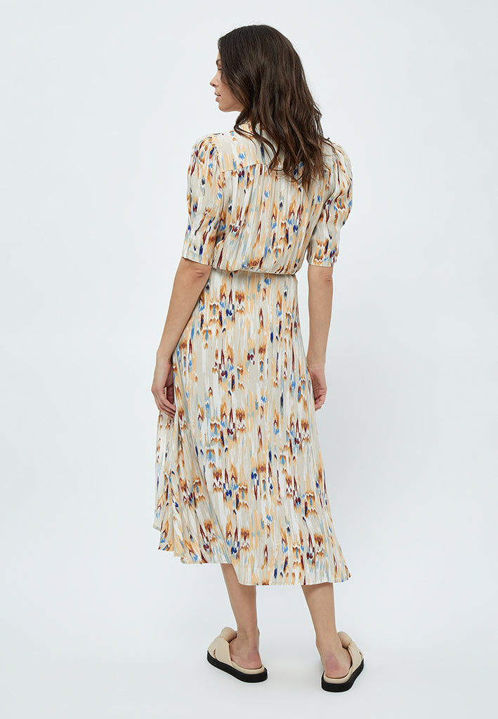 Peppercorn Mahogany Mena Midi Dress Dress 2105P Feather Gray Print