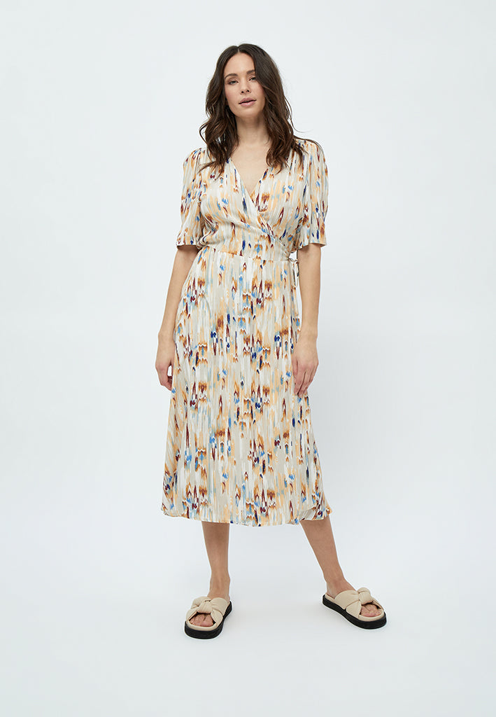 Peppercorn Mahogany Mena Midi Dress Dress 2105P Feather Gray Print