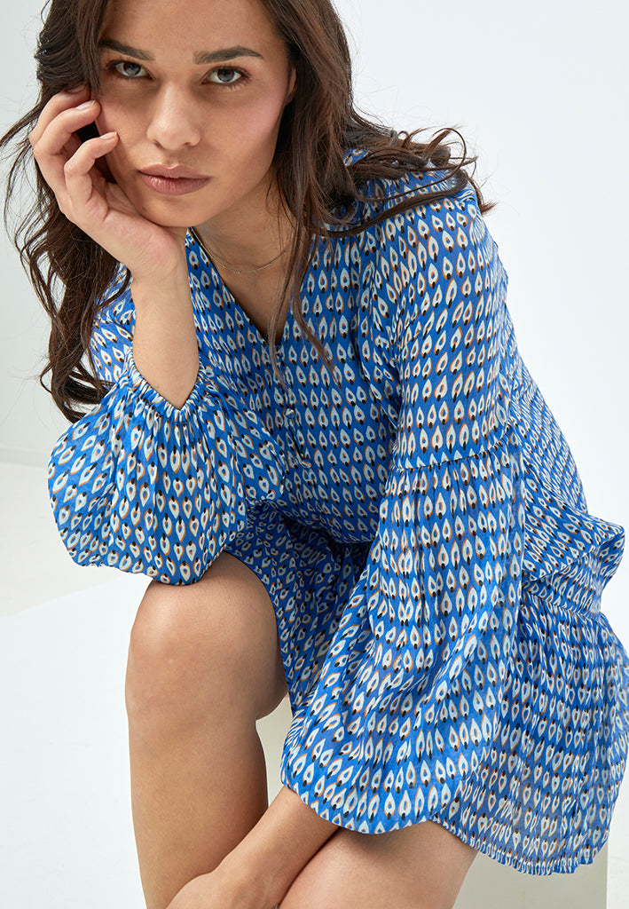 Peppercorn Marika Hensley Dress Dress 2993P Marina Blue Print