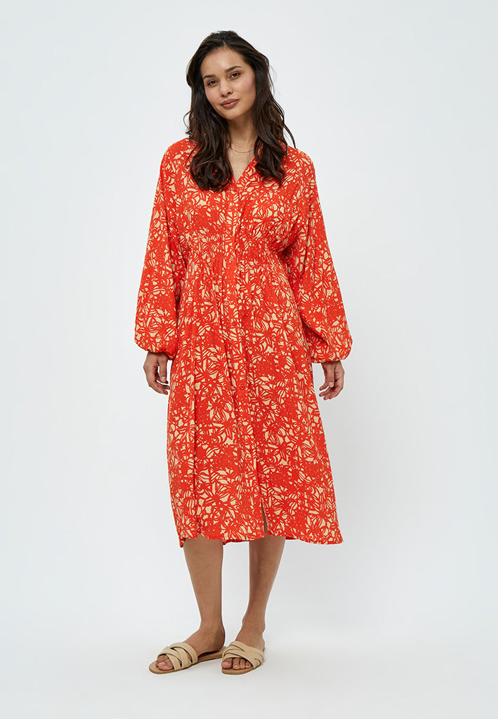 Peppercorn Millie Midi Dress Dress 6722P Intense Orange Print