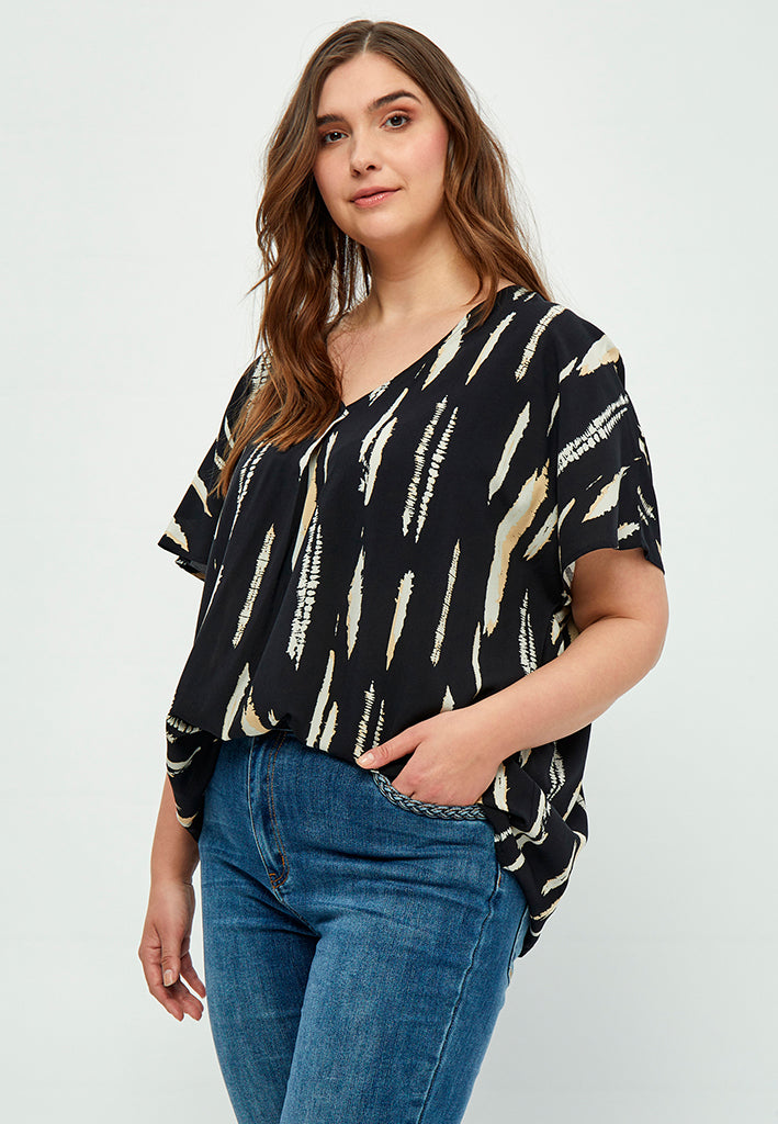 Peppercorn Nalia Elara Blouse Curve Blouse 0273P Warm Sand Print