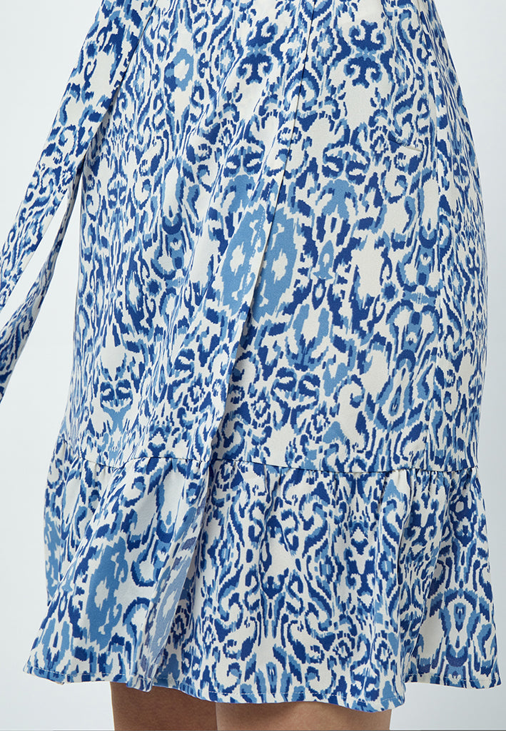 Peppercorn Nicoline Short Wrap Dress Dress 2993P Marina Blue Print