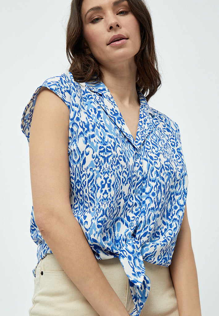 Peppercorn Nicoline Sleeveless Shirt Shirt 2993P Marina Blue Print