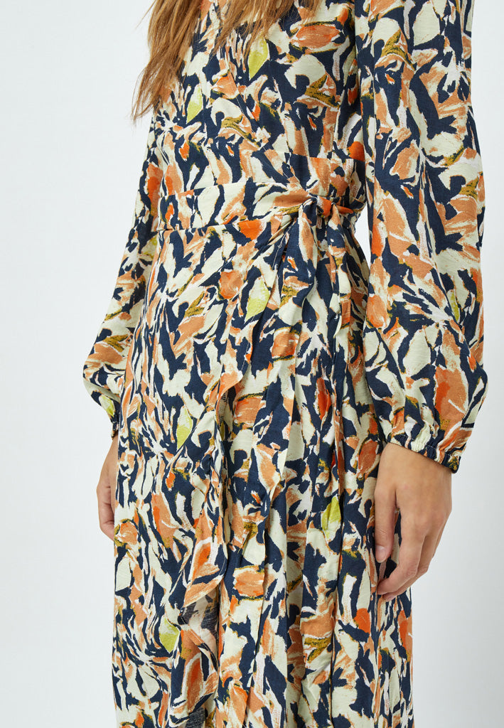 Peppercorn Odette Midi Wrap Dress Dress 2958P Jet Black Print