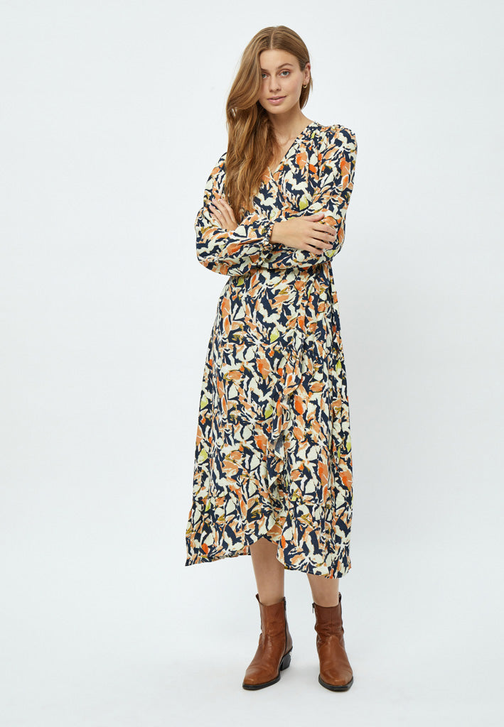 Peppercorn Odette Midi Wrap Dress Dress 2958P Jet Black Print