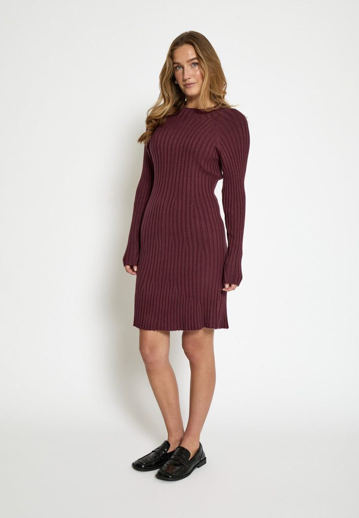 Peppercorn PCAnna Rib Over Knee Dress Dress 0905 Tawny Port